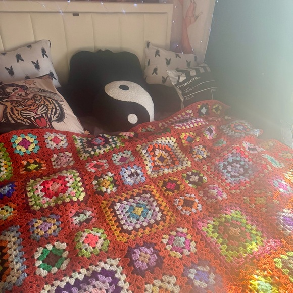Other - Colorful Handknit Crochet Retro Patchwork Grannie Bohemian Blanket